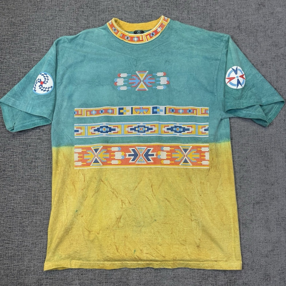Vintage Aztec Native American Style T Shirt Men's‎ XL Factory Artwear Tie Dye